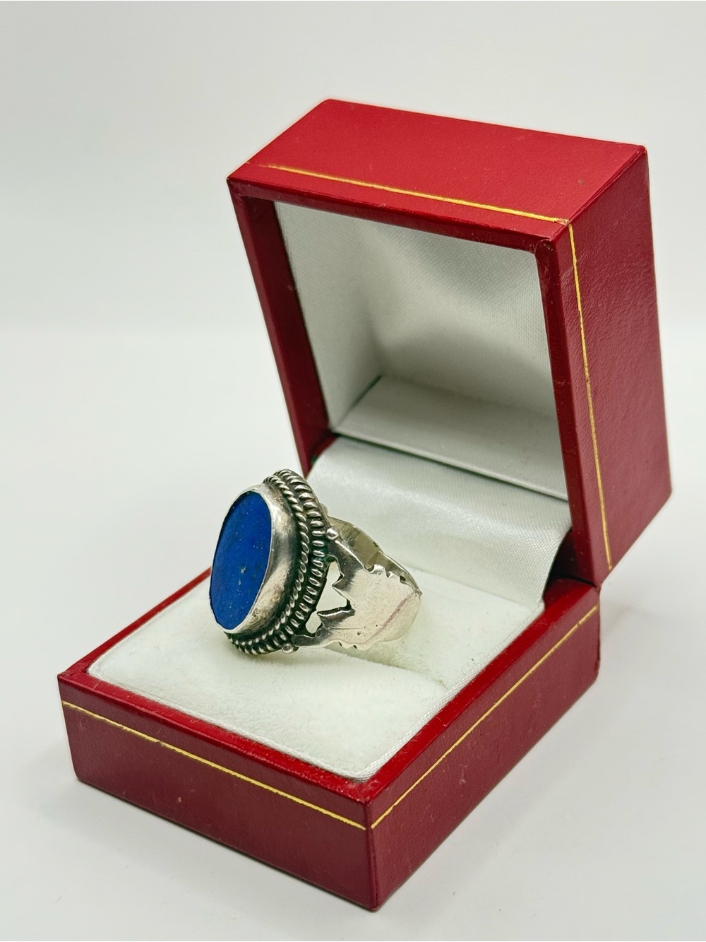 Lapis Blue Stone Silver Ring size 7.3 - Picture 6 of 7